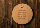 Engraved Oak Display Sign with Metal Band - 18" x 18" Circle