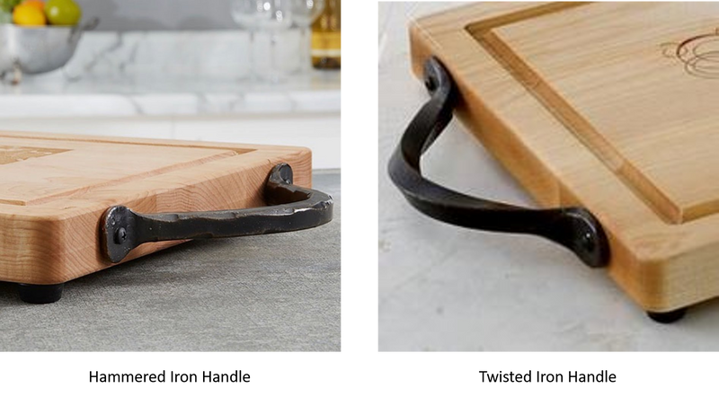 Personalized Maple Cutting Board/Charcuterie Board with Optional Iron Handles (12" x 12")