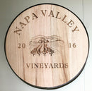 Engraved Oak Display Sign with Metal Band - 18" x 18" Circle