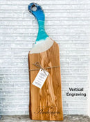 Tunisian Twist Olive Wood Ocean Resin Charcuterie Board (24"x7")