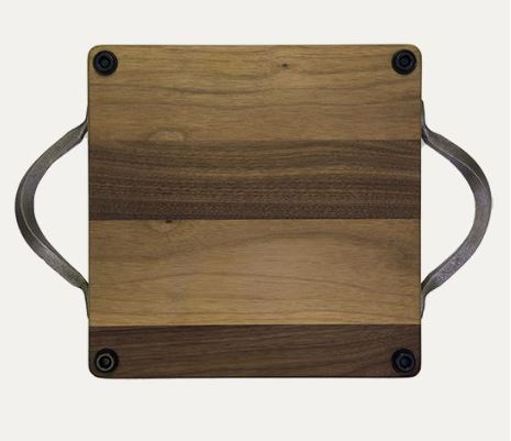 Personalized Walnut Cutting Board/Charcuterie Board with Optional Iron Handles (12"x12")