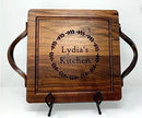 Personalized Walnut Cutting Board/Charcuterie Board with Optional Iron Handles (12"x12")