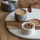 WOOD AND MARBLE ROUND CHEESE BOARD