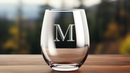Personalized Stemless Wine Glass - Engraved - Choose your design