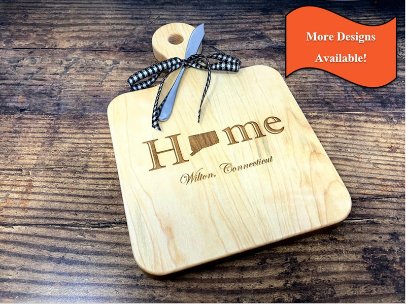 Personalized Engraved Maple Artisan Board with Cheese Knife (12" x 8" )