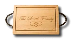 Personalized Maple Cutting Board, Charcuterie Board with Optional Iron Handles (18" x 12")