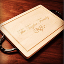 Personalized Maple Cutting Board, Serving Tray with Optional Iron Handles (24" x 15")