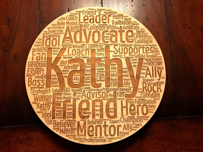 Personalized Engraved Word Cloud 16" Maple Lazy Susan, Serving Tray, Charcuterie Tray