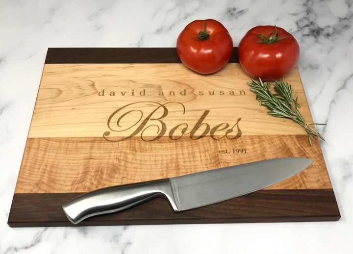 Personalized Maple and Walnut Cutting Board (16"x12")
