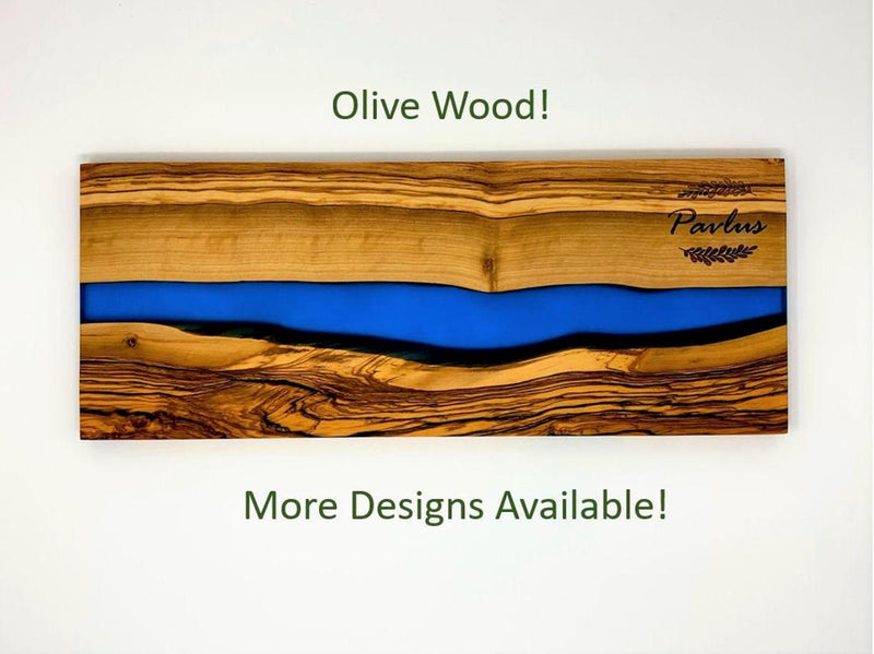 Personalized Engraved Olive Wood River Board, Charcuterie Board, Cheese Board (18"x7")