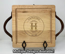 Personalized Maple Cutting Board/Charcuterie Board with Optional Iron Handles (12" x 12")