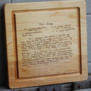 Personalized Recipe Board with Optional Iron Handles 12"x12"